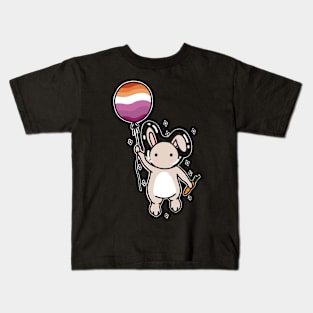 Space Rabbit Flying With Pride Balloon Kids T-Shirt